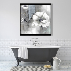 Framed 36 x 36 - Monochrome and silver flowers