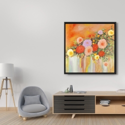 Framed 36 x 36 - Colorful abstract flowers