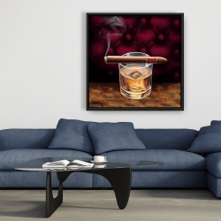 Framed 36 x 36 - Scotch on ice with a cigar