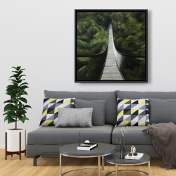 Framed 36 x 36 - Suspended bridge in the forest