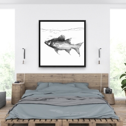 Framed 36 x 36 - Swimming fish