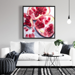 Framed 36 x 36 - Pomegranate pieces