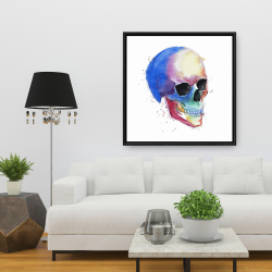 Encadré 36 x 36 - Profil de crâne coloré aquarelle