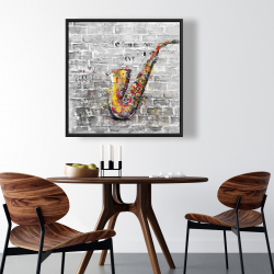 Framed 36 x 36 - Graffiti of a saxophone