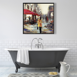 Framed 36 x 36 - Woman walking in paris