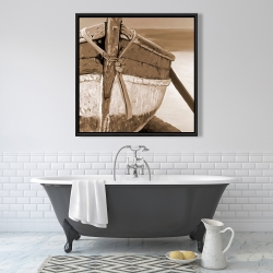 Framed 36 x 36 - Tied up rowing boat