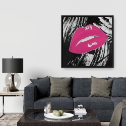 Framed 36 x 36 - Kissable pink glossy lips