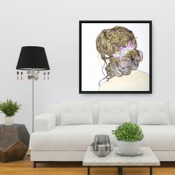 Framed 36 x 36 - Blond woman from behind with flowers