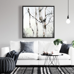 Framed 36 x 36 - Three birches trees