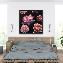 Framed 36 x 36 - Lotus flower pattern