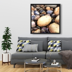 Framed 36 x 36 - Beach pebbles