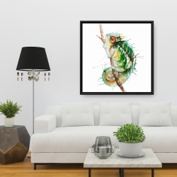 Framed 36 x 36 - Watercolor chameleon