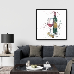 Framed 36 x 36 - Bottle of red wine