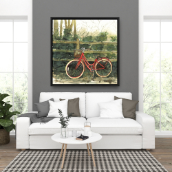 Framed 36 x 36 - Riding in the woods by bicycle