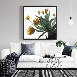 Framed 36 x 36 - Yellow tulips