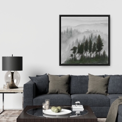 Encadré 36 x 36 - Paysage de montagne en aquarelle sombre