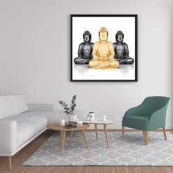 Framed 36 x 36 - Trio of buddhas