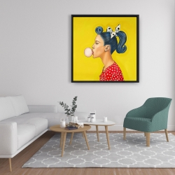 Framed 36 x 36 - Retro woman with beautiful ponytail