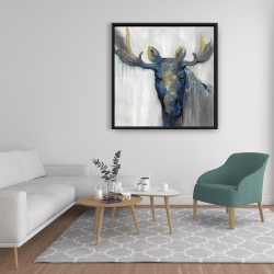 Framed 36 x 36 - Blue moose