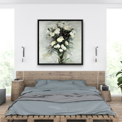 Encadré 36 x 36 - Bouquet blanc de lisianthus