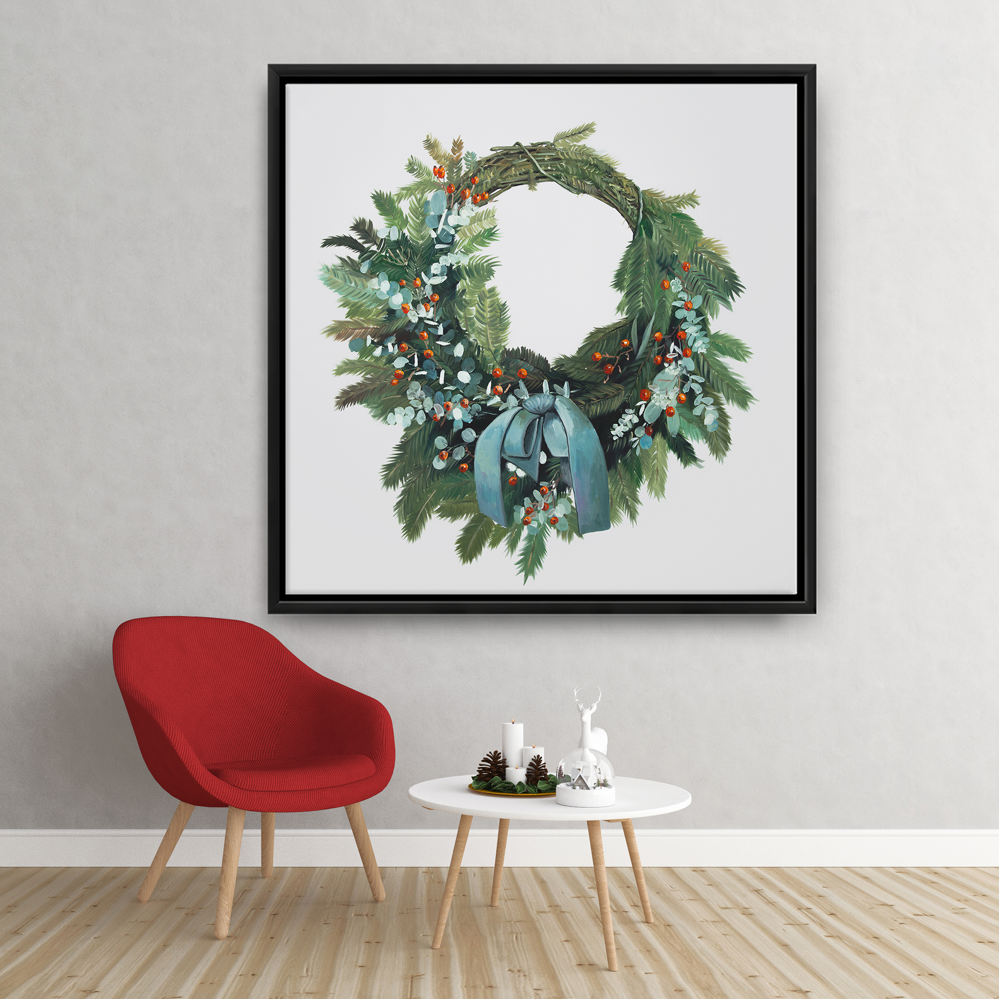 Framed 36 x 36 - Christmas wreath