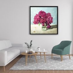 Framed 36 x 36 - Fuchsia peony 