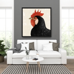 Framed 36 x 36 - Beautilful black hen