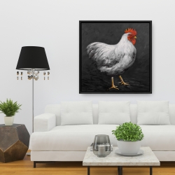 Framed 36 x 36 - Grey rooster 2