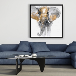 Framed 36 x 36 - Golden elephant