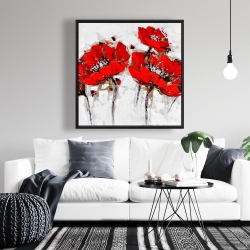 Framed 36 x 36 - Abstract poppy flowers