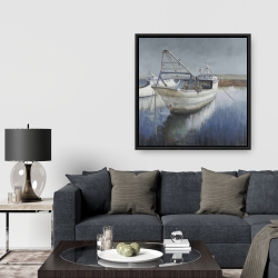 Framed 36 x 36 - Blue fishing boat