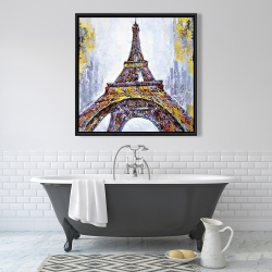 Encadré 36 x 36 - Tour eiffel abstraite avec éclats de peinture