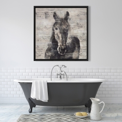 Framed 36 x 36 - Abstract horse with typography