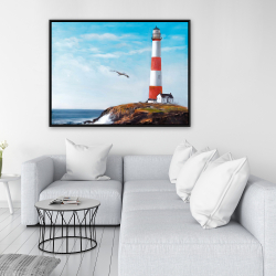 Framed 36 x 48 - Lighthouse at the edge of the sea