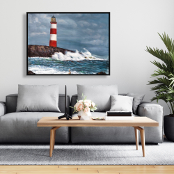 Framed 36 x 48 - Lighthouse at the edge of the sea unleashed