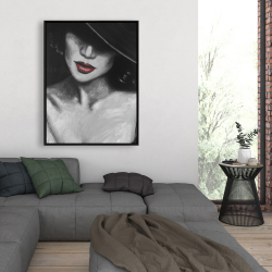 Framed 36 x 48 - Mysterious red lips lady