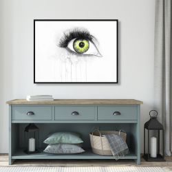 Framed 36 x 48 - Green eye in watercolor