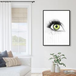 Framed 36 x 48 - Green eye in watercolor