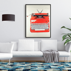 Encadré 36 x 48 - Machine à écrire rouge