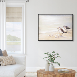 Framed 36 x 48 - Two sandpipers on the beach