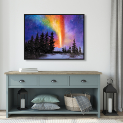 Framed 36 x 48 - Aurora borealis in the forest