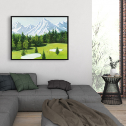 Encadré 36 x 48 - Terrain de golf avec vue sur les montagnes