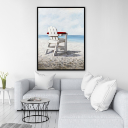 Encadré 36 x 48 - Chaise de plage blanche