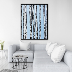 Framed 36 x 48 - Birches on a blue background