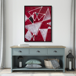 Encadré 36 x 48 - Triangles blancs sur fond rouge