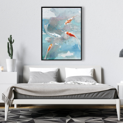 Encadré 36 x 48 - Poissons koï dans une eau bleue