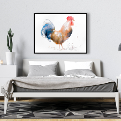 Framed 36 x 48 - Rooster watercolor style