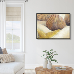 Framed 36 x 48 - Starfish and seashells view on the beach