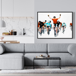 Framed 36 x 48 - Cyclists at the end of a race