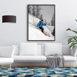 Framed 36 x 48 - Man skiing in mountain